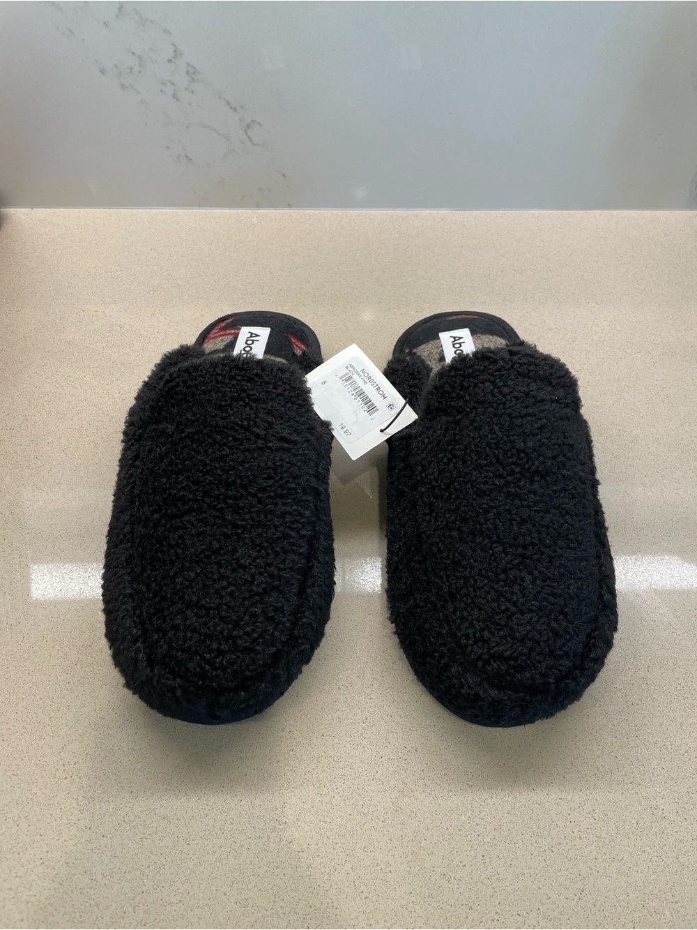 Mens Abound Robbie Black  Faux Shearling Comfort Mule Slippers Size S 7-8 GUC
